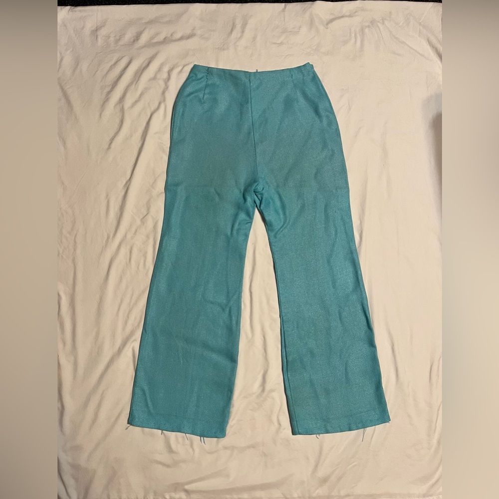 Vintage 50s Alfred Paquette Pants Textured Baby Blue womans Metal CC zipper